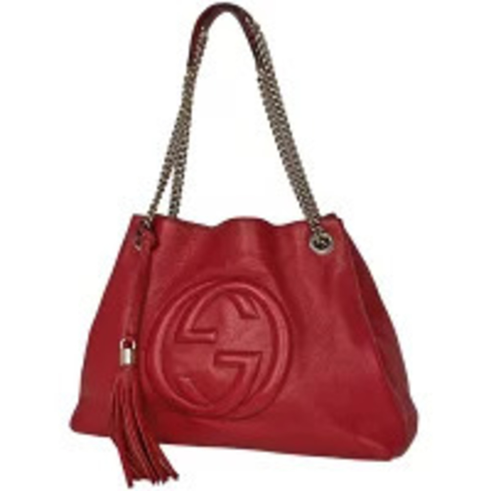Gucci Soho Tote Bag Fringe Interlocking GG Leather Red